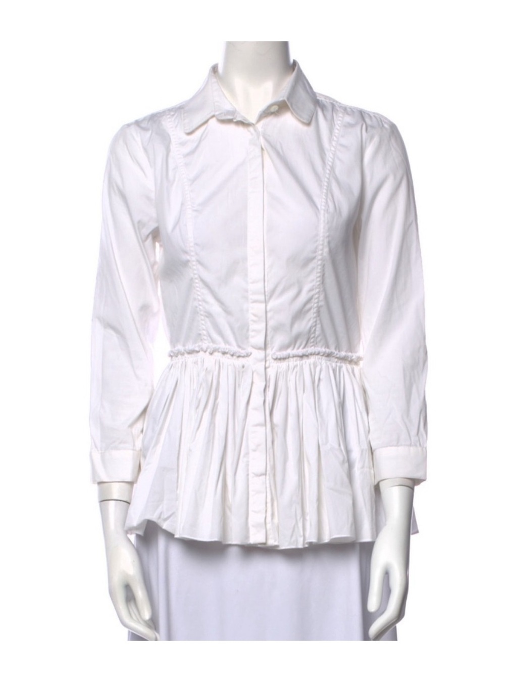 Burberry London cotton blend blouse w/gathered waist and ruffle hem, sz4, EUC